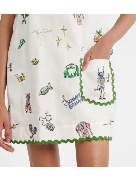 Rochie Alemais cu broderie de in alb