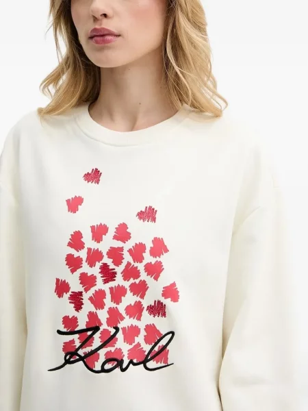Hanorac Karl Lagerfeld cu imagine cu motiv cu inimi alb