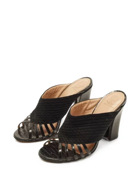 Matlasat sandale Tory Burch din piele de căprioară negru