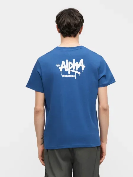 ALPHA INDUSTRIES Póló sötétkék fehér