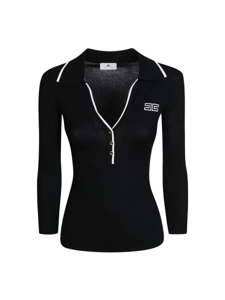Sweter Elisabetta Franchi z dekoltem w serek czarny