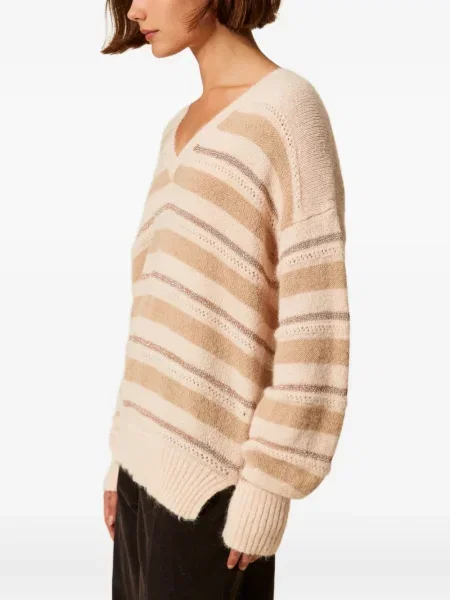 Pulover Twinset cu dungi cu decolteu în V