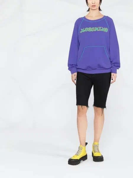 Hanorac Moschino cu broderie albastru