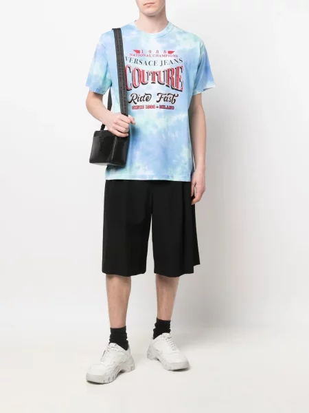 Raštuotas tie-dye marškinėliai Versace Jeans Couture mėlyna