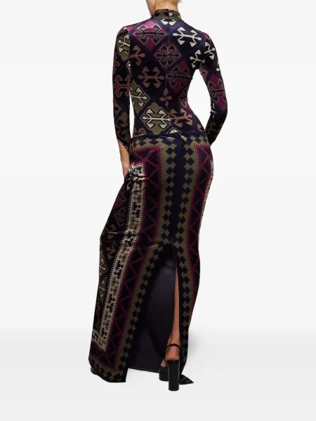Rochie maxi Burc Akyol de catifea de costum albastru