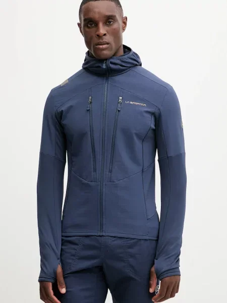 Sportska dukserica LA Sportiva Session Tech tamno s kapuljačom s uzorkom plava