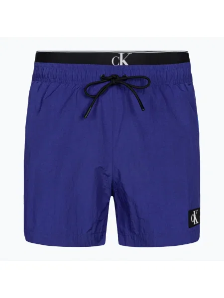 Olcsóbban. Férfi úszónadrág Calvin Klein Medium Double WB midnight lagoon. Méret: S sötétkék