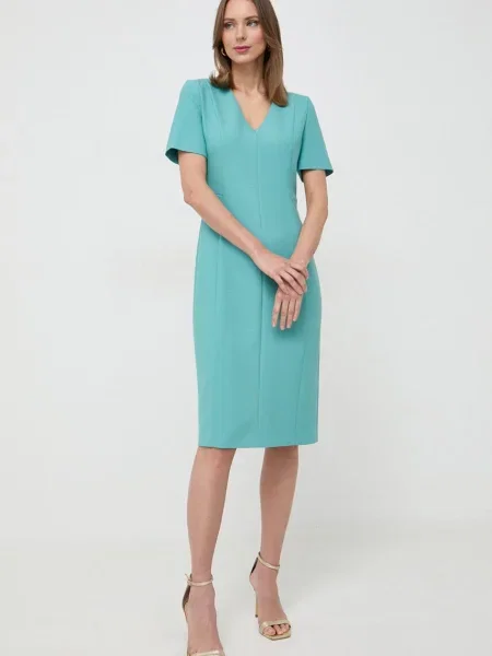 BOSS sukienka zielony mini dopasowana
