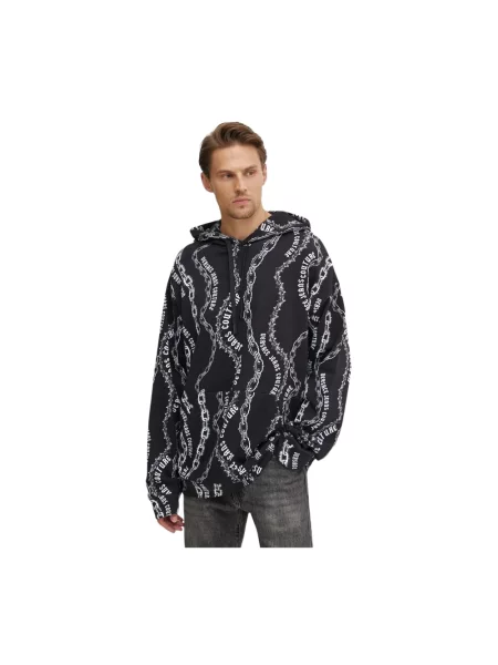 Versace Jeans Couture bluza z kapturem wzorzysta czarny