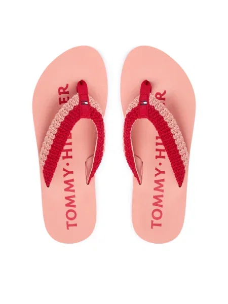 Tommy Hilfiger Šlepetės per pirštą CROCHET SUMMER SANDA rožinė