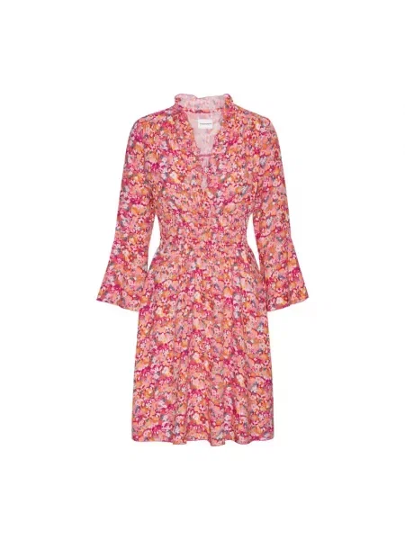 Wielobarwność talia sukienka American Dreams w kwiatki czerwona