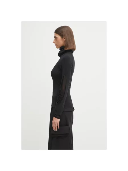 Sweter Hooded Knit lekki z golfem czarny
