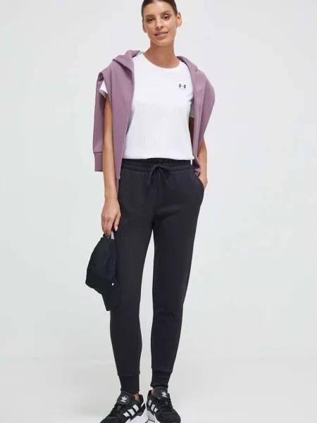 Dámske nohavice Under Armour Rival Fleece dark black/white čierna