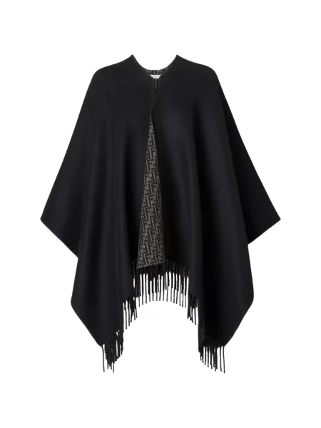 Poncho Fendi cu franjuri negru
