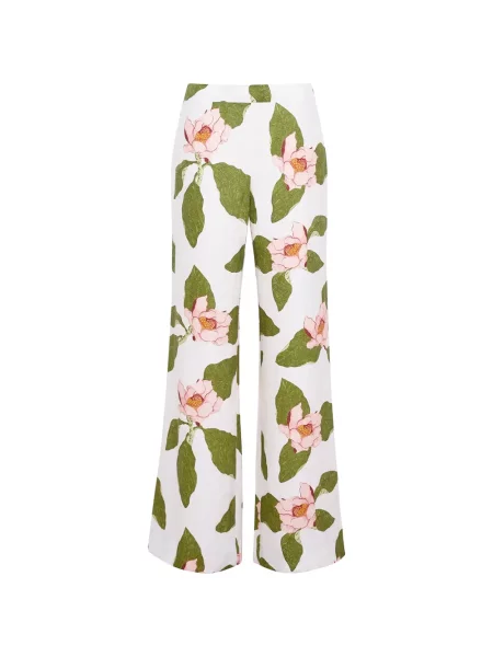 Pantaloni Cara Cara cu model floral cu imagine alb