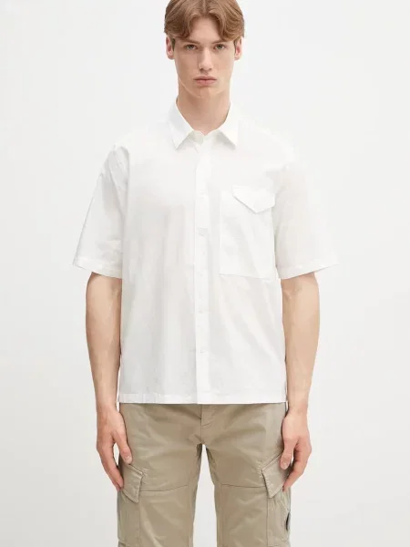 Košulja C.P. Company za muškarce relaxed s klasičnim ovratnikom bijela