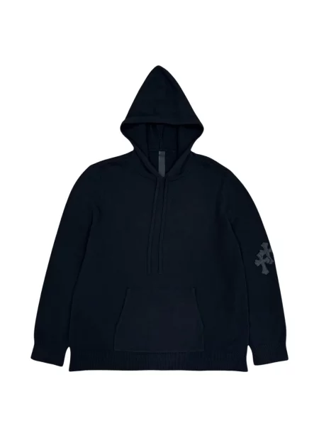 Hanorac cu glugă Chrome Hearts din piele cu motiv cu inimi negru