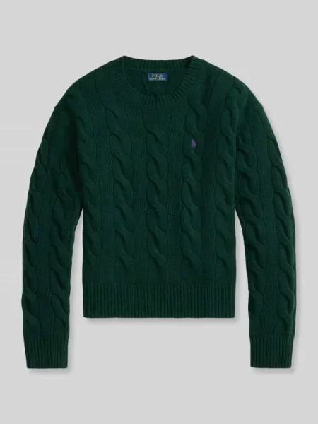 Sweter z kaszmiru ze ściegiem warkoczowym Polo Ralph Lauren zielony
