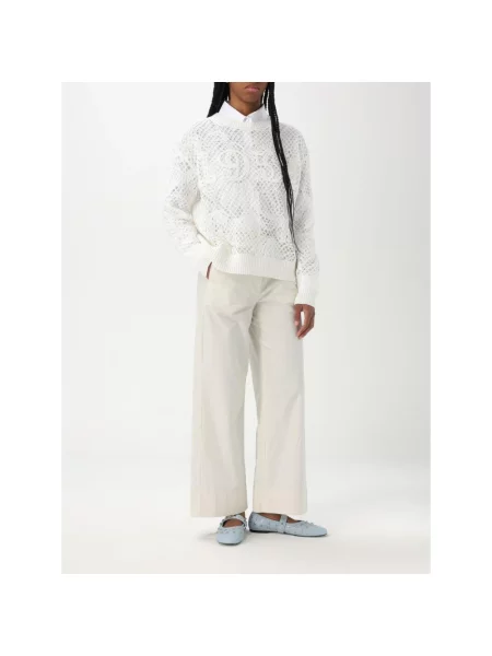 Sweter Max Mara z okrągłym dekoltem biały