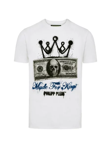 Tricou Philipp Plein din jerseu alb