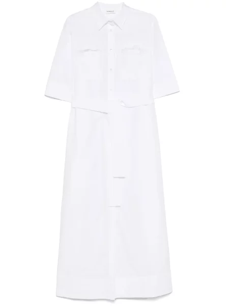 Rochie maxi P.a.r.o.s.h. cu broderie cu model floral de costum alb