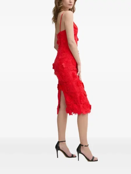 Rochie midi Bardot până la genunchi de costum roșu