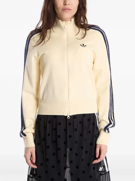Geacă de blugi Adidas cu broderie cu dungi alergare albastru