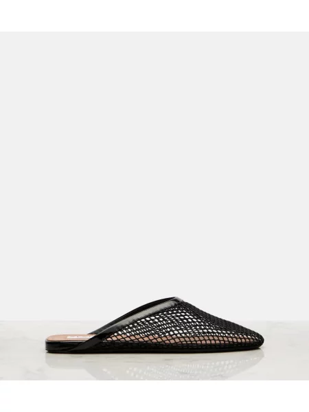 Papuci tip mules Alaïa din piele de lac negru