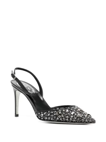 Sandale Rene Caovilla din piele de cristal negru
