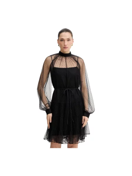 Sukienka mini Twinset z falbankami czarna