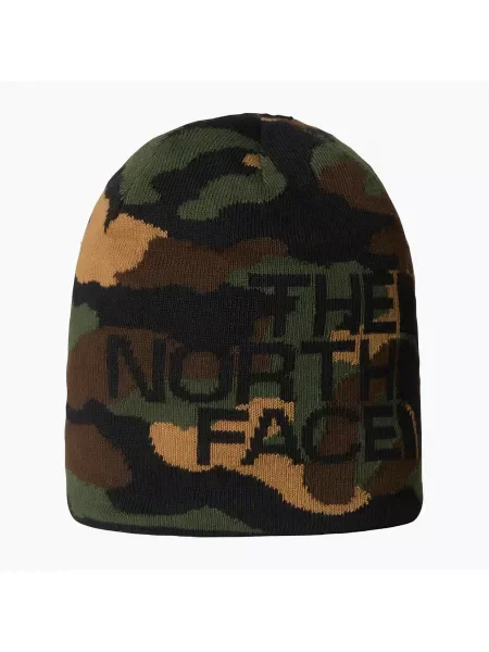 Férfi téli sapka The North Face Reversible Highline terepszínű nyomtatással. Méret: OS fekete