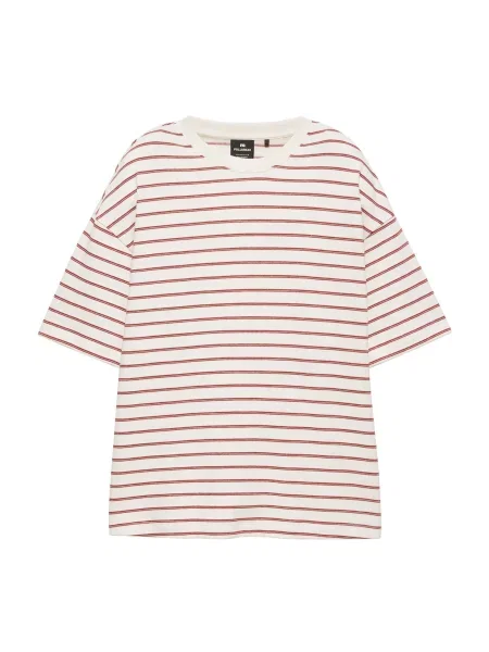 Pull&Bear Tricou roșu burgundy alb
