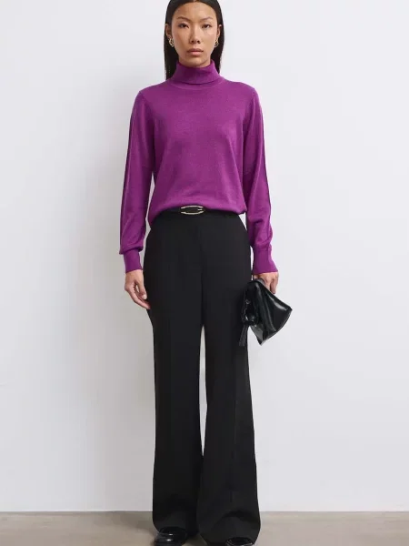 Medicine pulover cu guler înalt de damă din lână merino violet