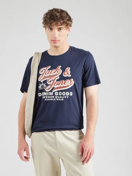 JACK & JONES Póló éjkék / rozsdabarna / fehér kék