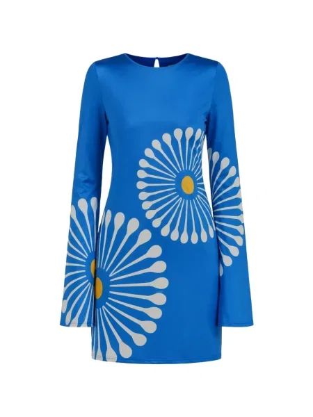 Rochie mini Cala De La Cruz cu model floral cu imagine albastru