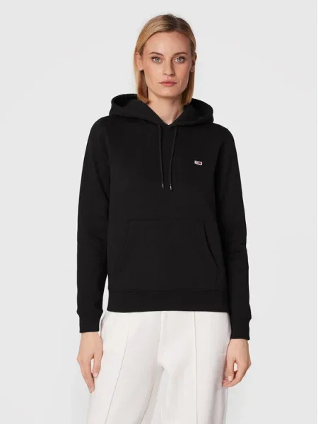 Флийс суичър с качулка Tommy Jeans черно