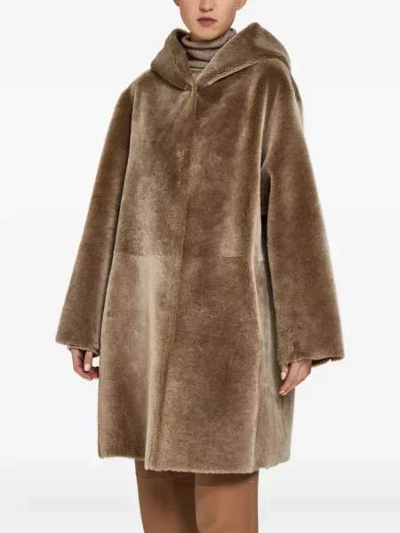 Futro Manzoni 24 z kapturem brązowe