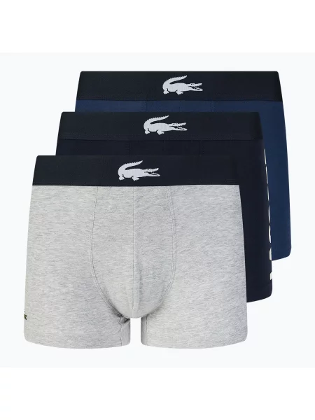 Lacoste boxerky BCK 3 páry tmavě modrá/bílá/stříbrná porcelán bílé