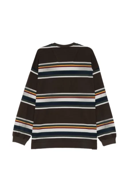 Lung tricou Juun.j cu dungi maro