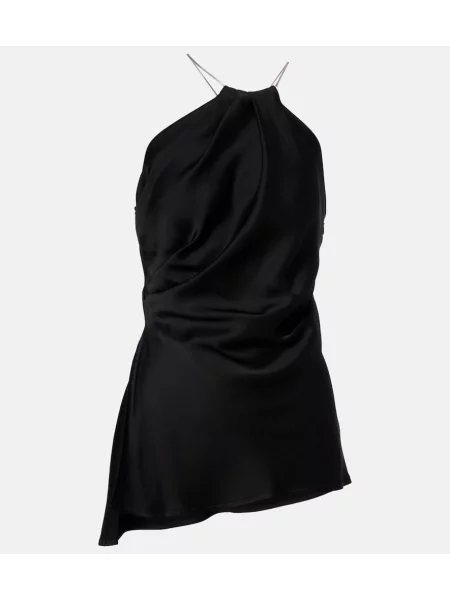 Top Victoria Beckham din satin drapat negru
