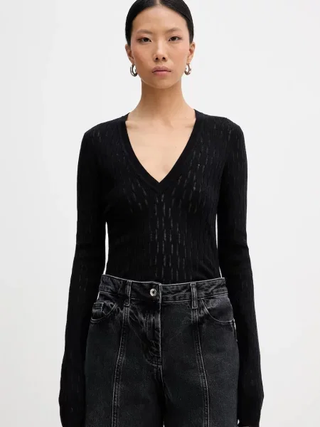 Patrizia Pepe pulover din amestec de lână negru