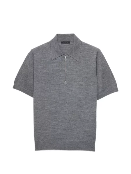 Tricou polo Prada de lână gri