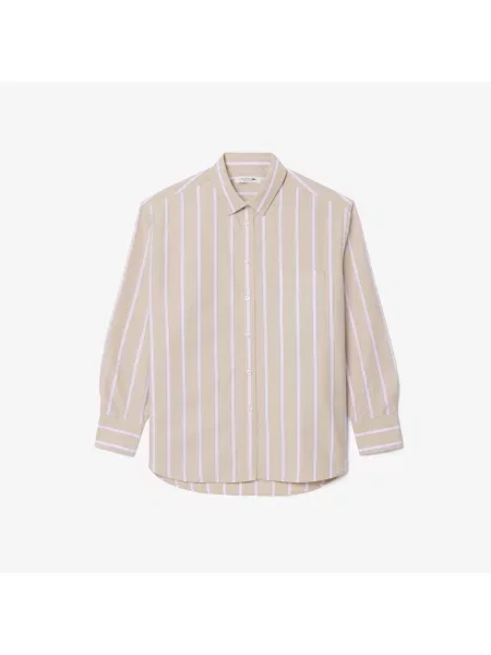 Lacoste Koszula W Paski Oversize różowa