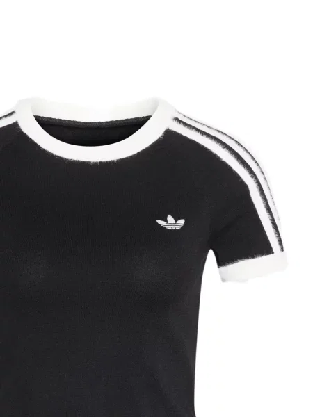 Tricou Adidas cu broderie cu dungi alergare negru