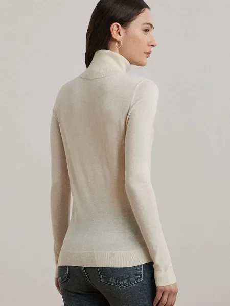Sveter s prímesou hodvábu Lauren Ralph Lauren béžová