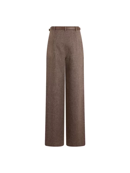 Spodnie Max Mara Studio z wysoką talią wełniane brązowe