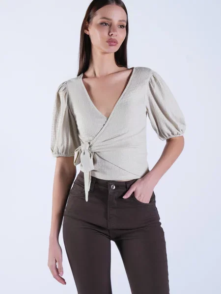 Trend Alaçatı Stili Bluză deschis gri