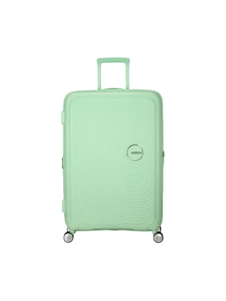 Lniana walizka American Tourister zielona