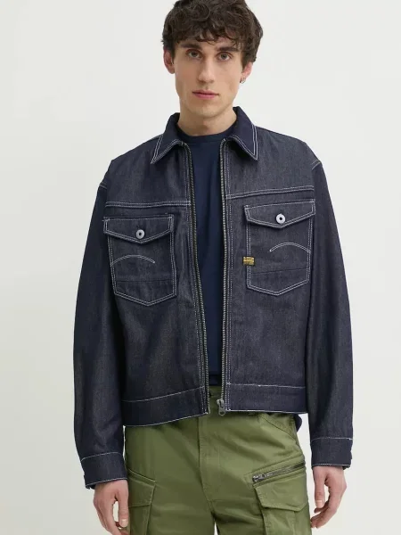 Дънково яке G-Star Raw преходен модел с уголемена кройка тъмносиньо