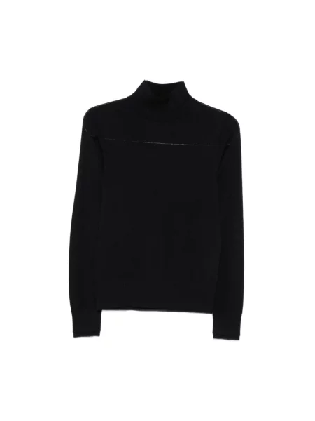 Lniany sweter z golfem Seventy niebieski